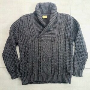 Falcarragh Pure New Wool‎ Sweater Mens Small Made in Ireland Shawl Neck Vintage